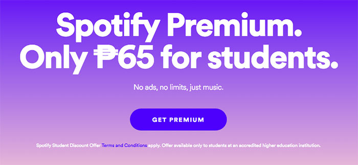 Spotify Premium now only Php 65 – Student Discount