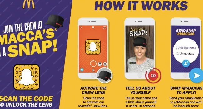 Mcdonald’s is now accepting job applications via snapchat