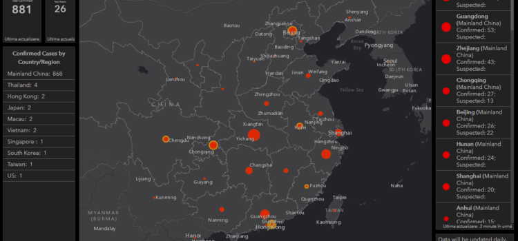 Real Time Mapping the spread of Coronovirus