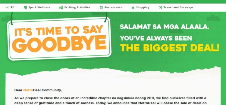 Metrodeal PH is closing